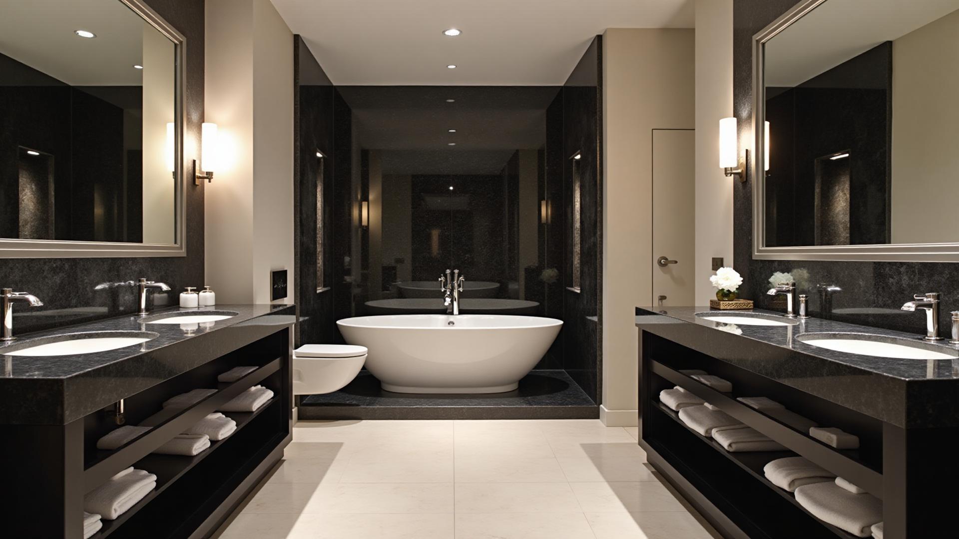 Bathroom with marble vanity top installed by HB Marble and Granite in Southwest Florida