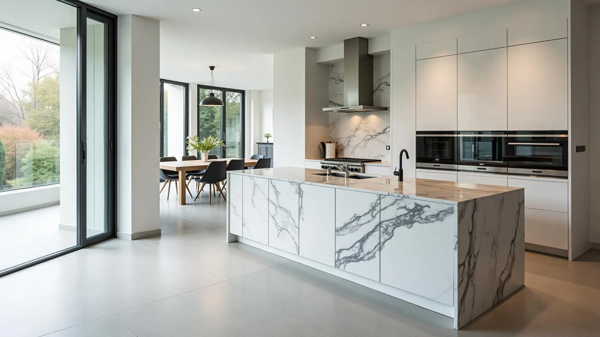 Marble kitchen countertop prepared to approved project specifications by HB Marble & Granite